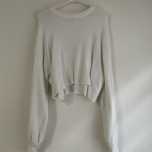 HARLOW - white cropped flowy‎ sweater